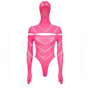 Poster Girl Pearl Bodysuit in Hot Pink